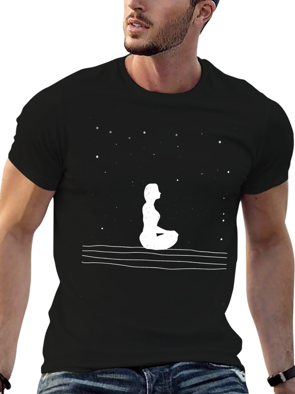 Yoga Meditation T-Shirt - Starry Night Design