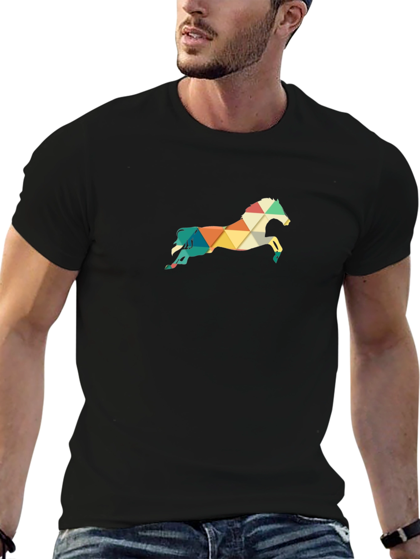 Geometric Horse Tee - Stylish Mens Graphic T-Shirt