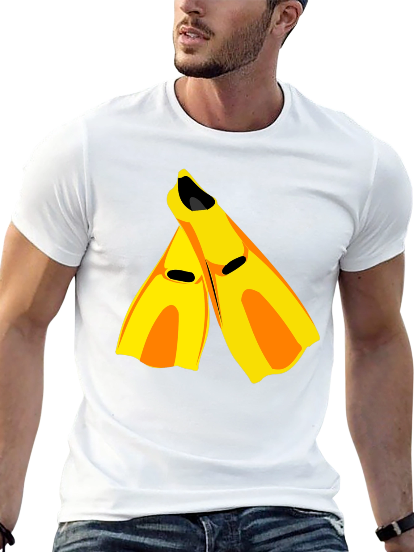 Swim Fin Graphic Tee - Black Cotton Comfort