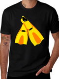 Swim Fin Graphic Tee - Black Cotton Comfort