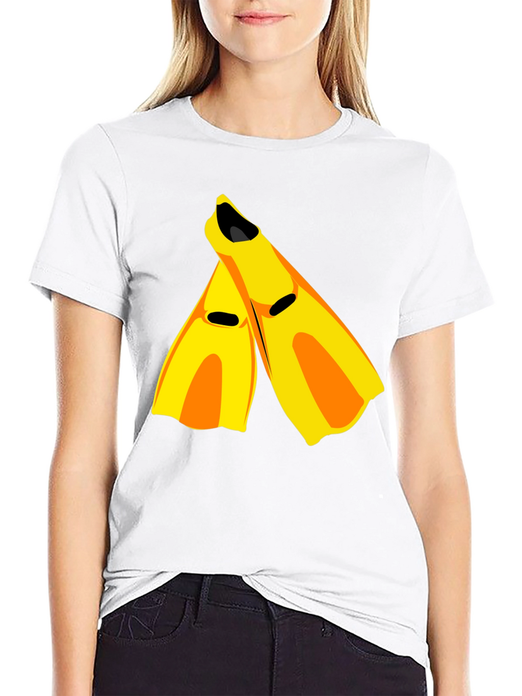 Swim Fin Graphic Tee - Black Cotton Comfort