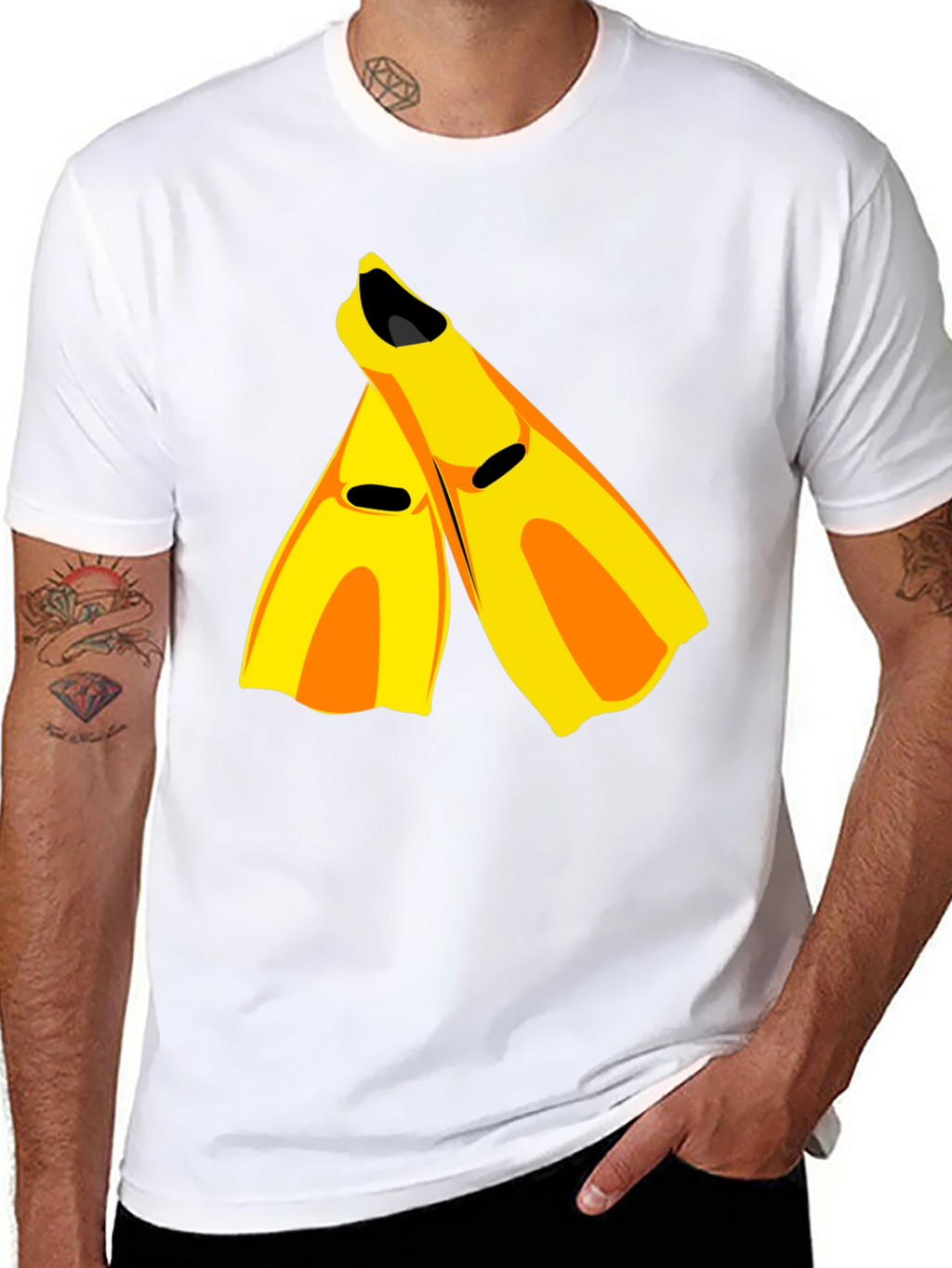 Swim Fin Graphic Tee - Black Cotton Comfort