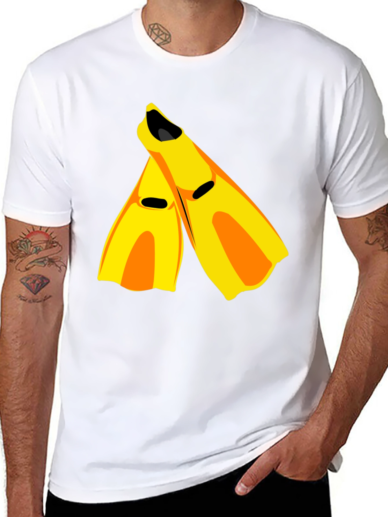 Swim Fin Graphic Tee - Black Cotton Comfort