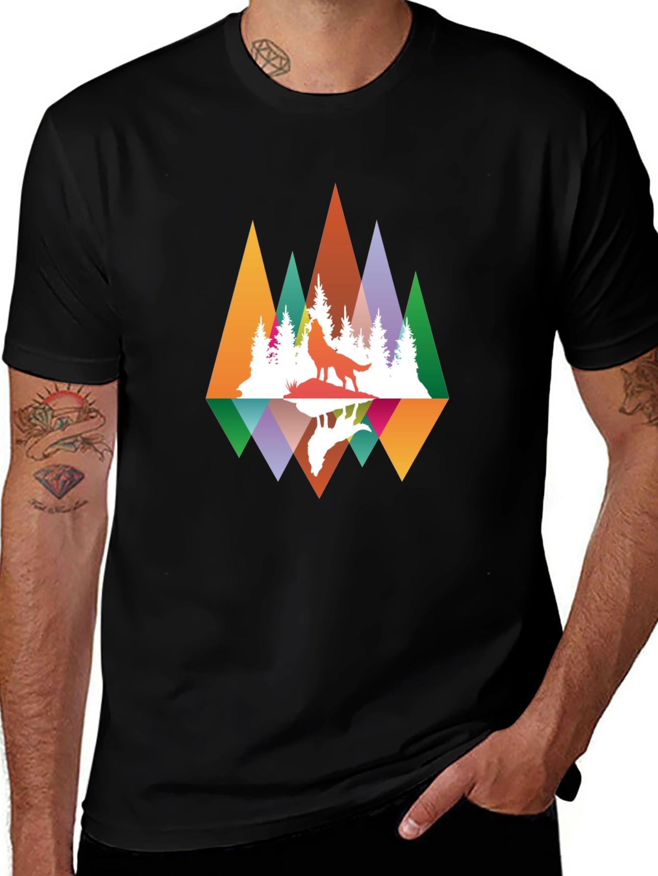 Wolf Reflection Graphic Tee - Nature Inspired Design