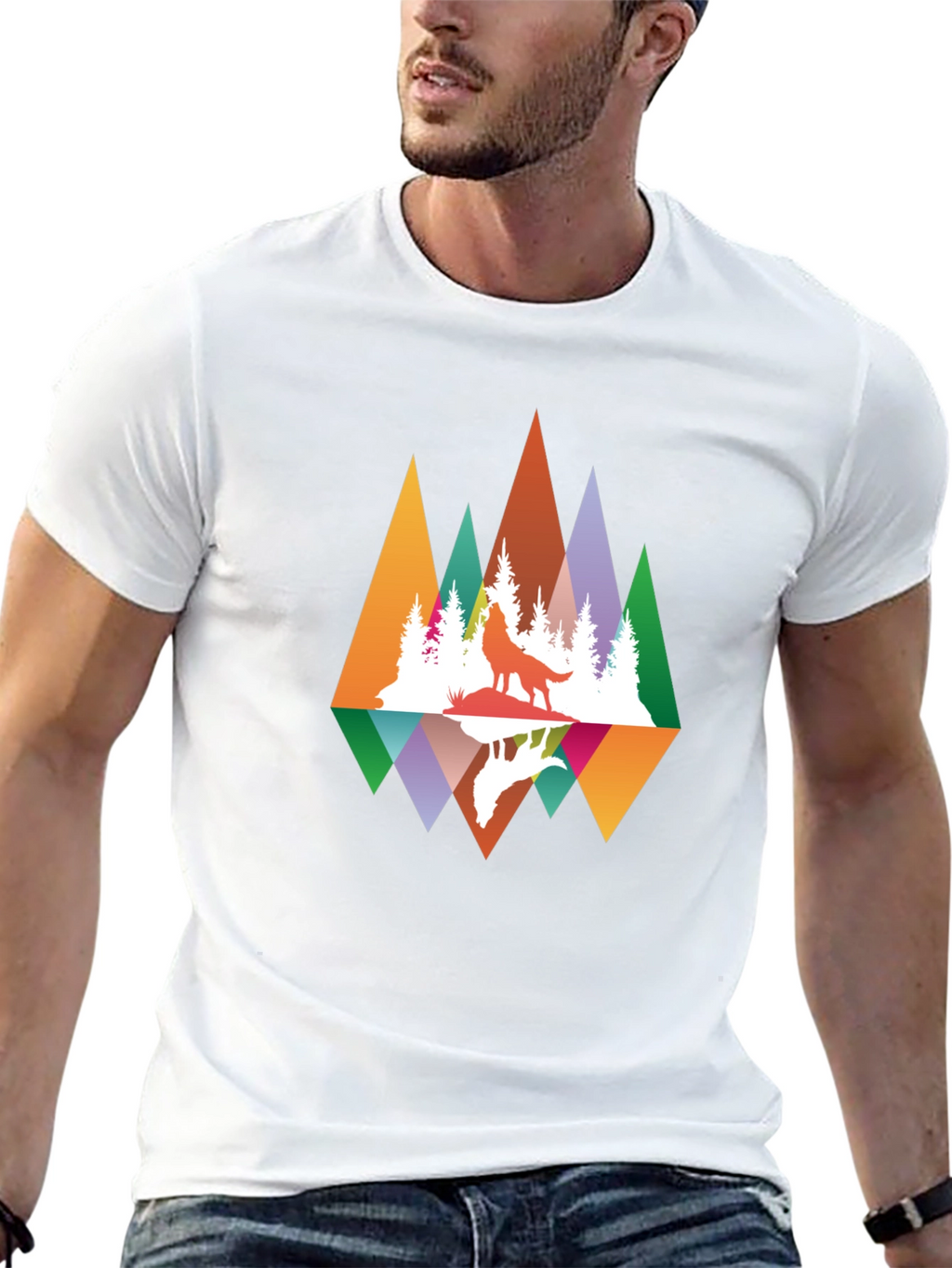 Wolf Reflection Graphic Tee - Nature Inspired Design