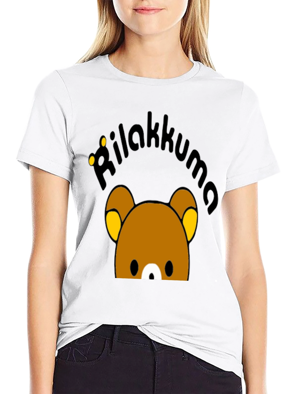 Rilakkuma Graphic Print Black T-Shirt