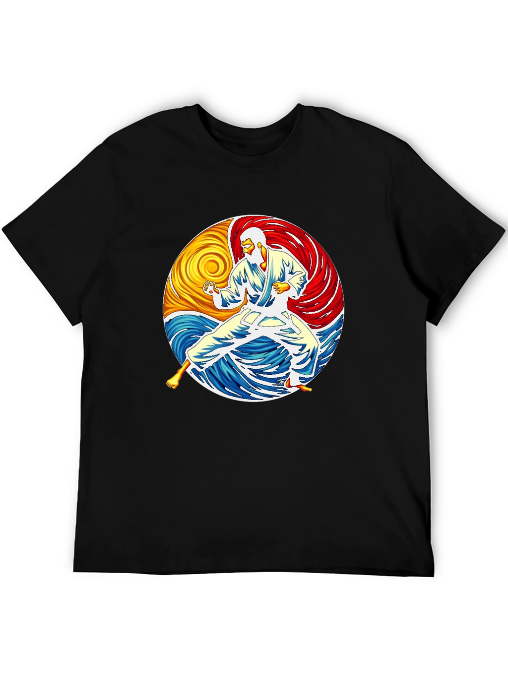 Karate Yin Yang Graphic Black T-Shirt