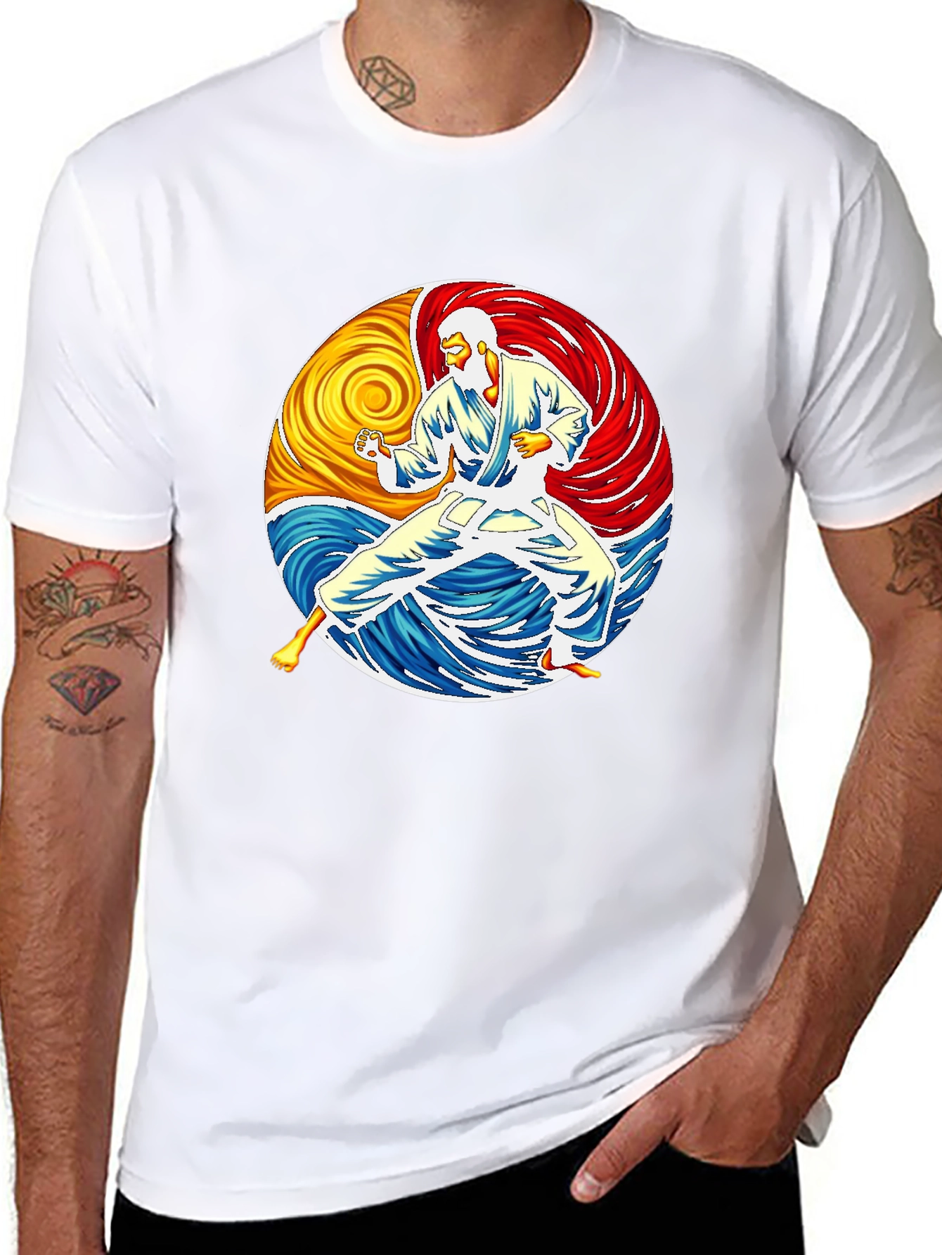 Karate Yin Yang Graphic Black T-Shirt