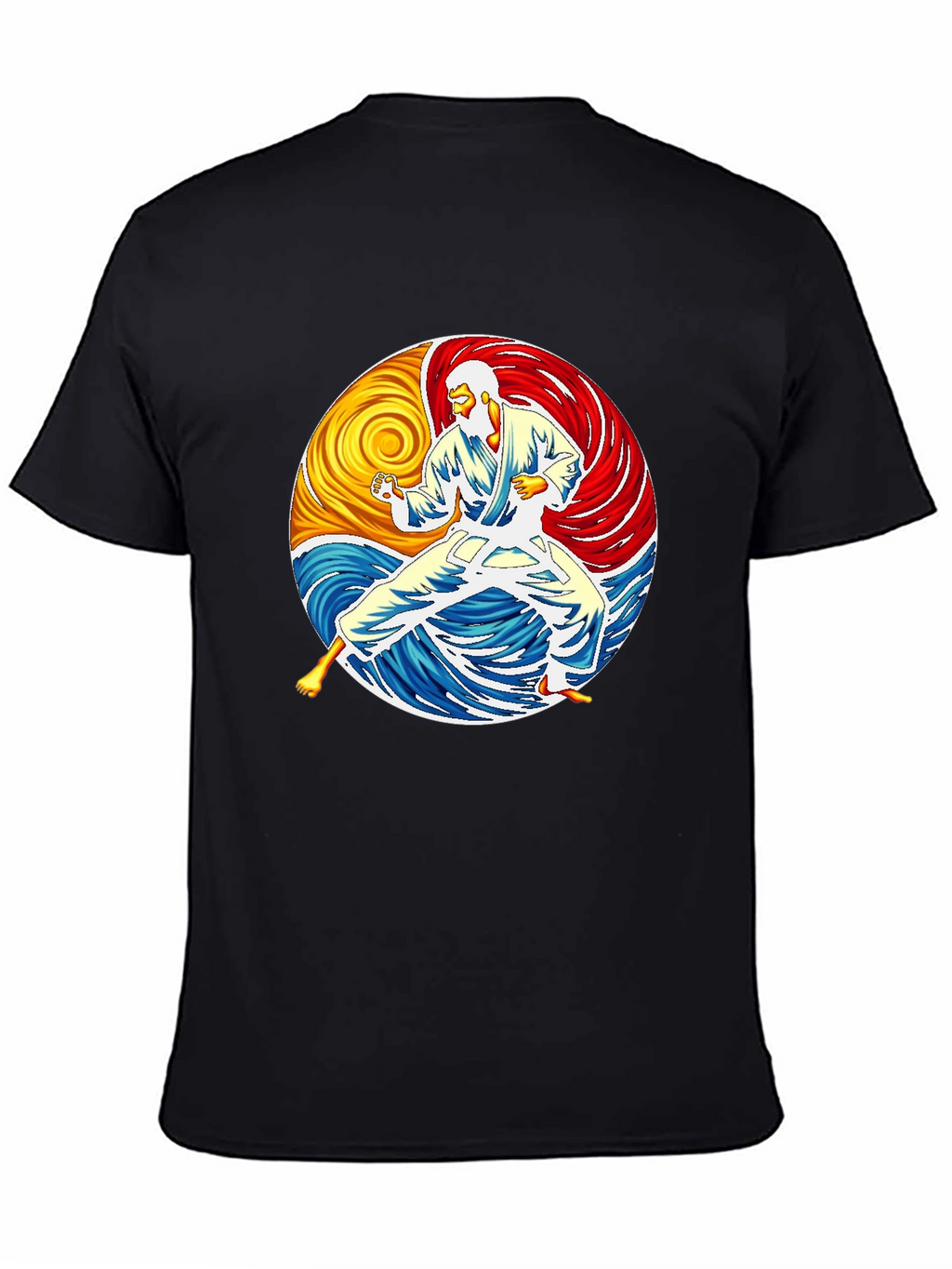 Karate Yin Yang Graphic Black T-Shirt