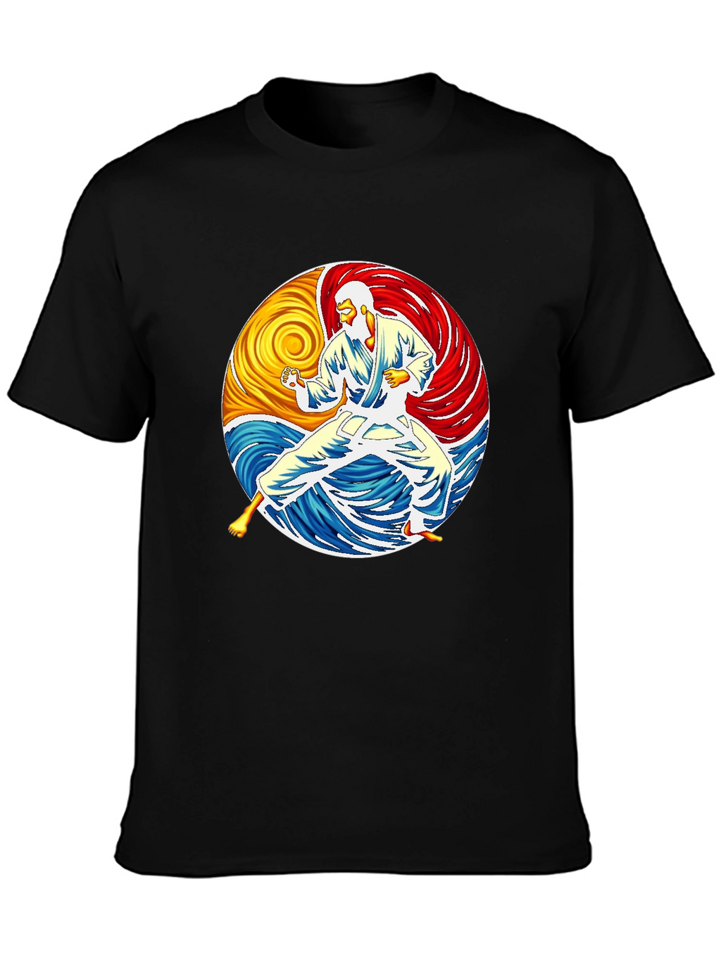 Karate Yin Yang Graphic Black T-Shirt
