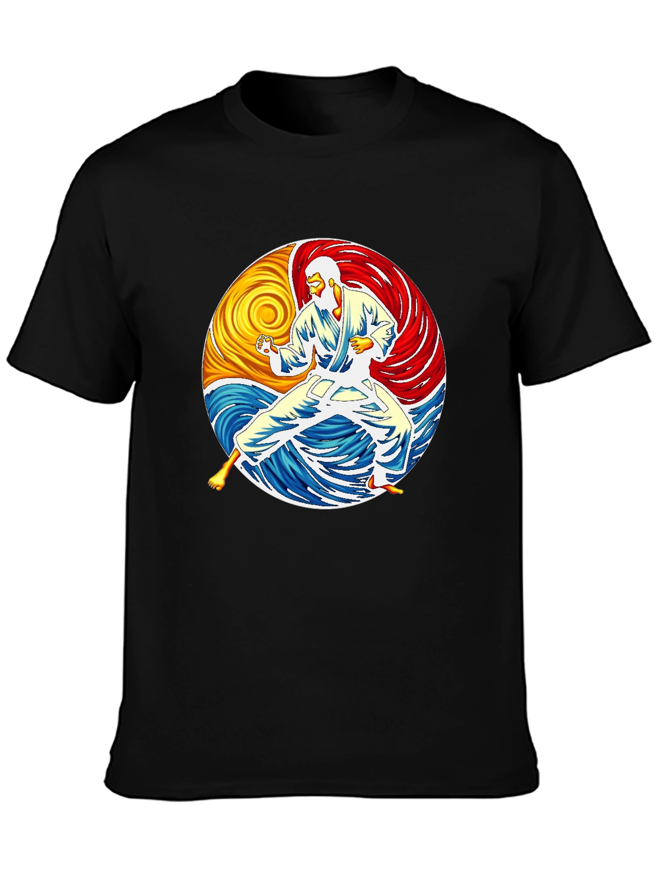 Karate Yin Yang Graphic Black T-Shirt