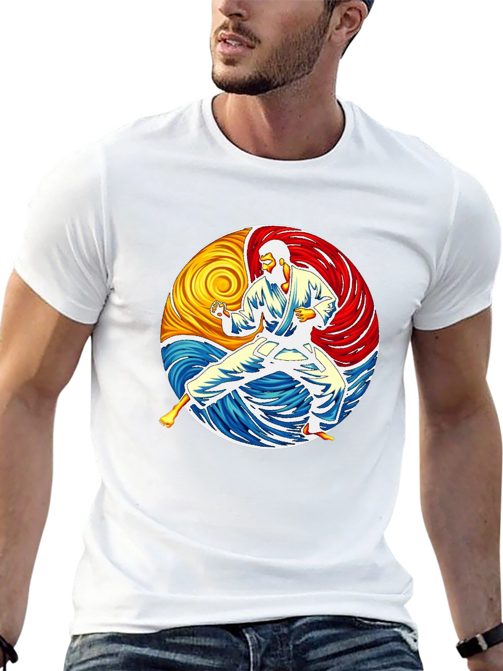 Karate Yin Yang Graphic Black T-Shirt