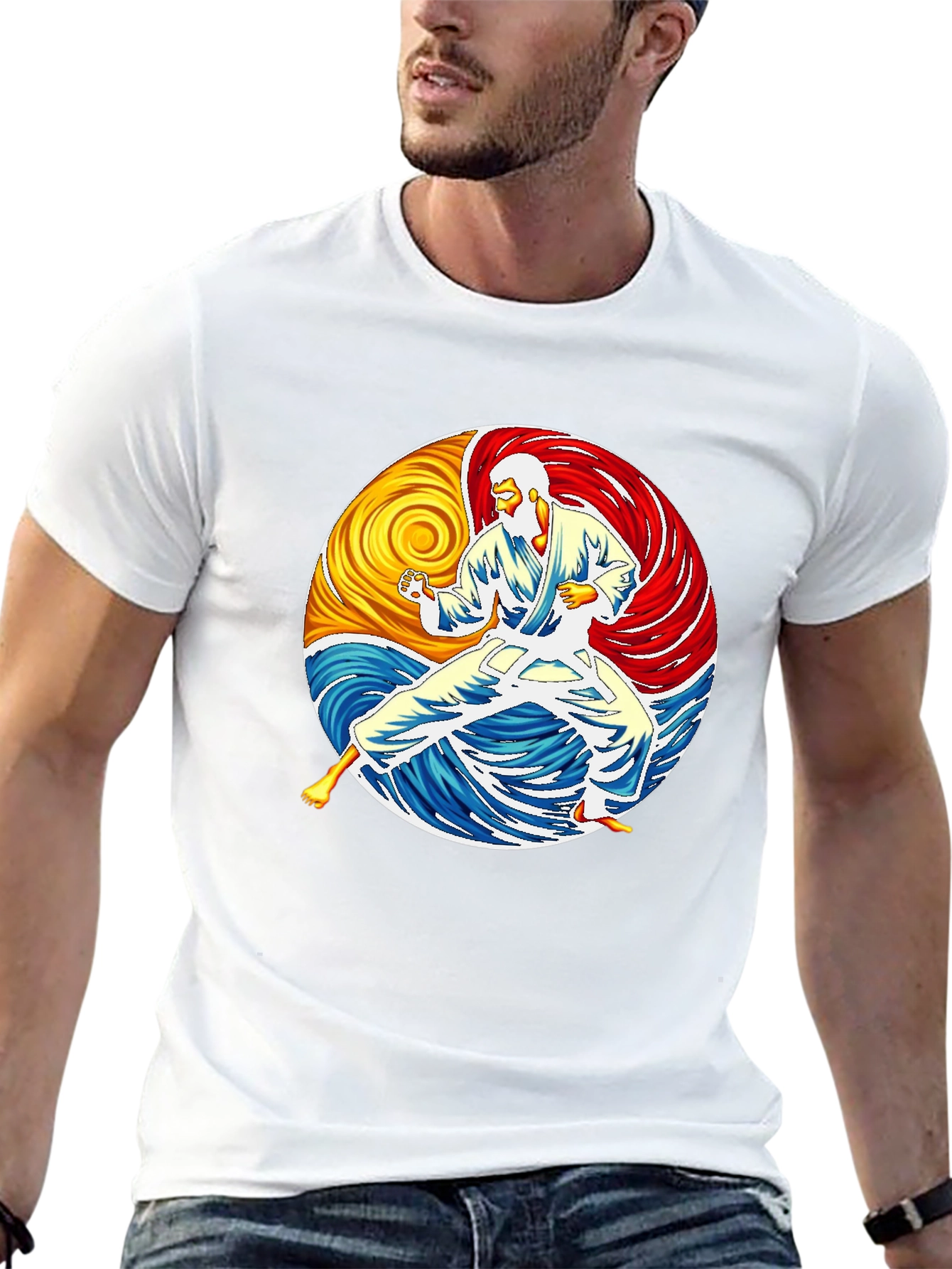 Karate Yin Yang Graphic Black T-Shirt