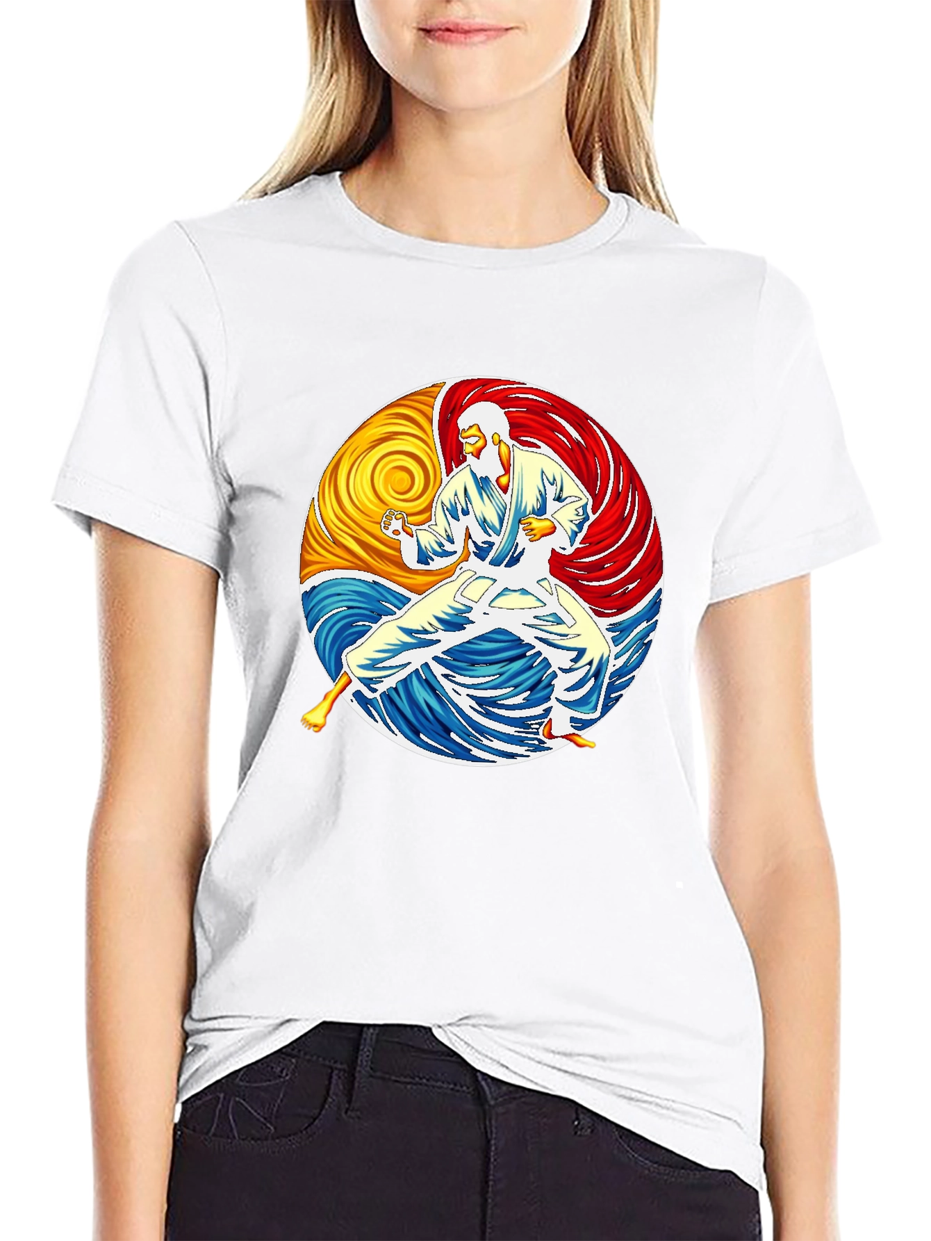 Karate Yin Yang Graphic Black T-Shirt