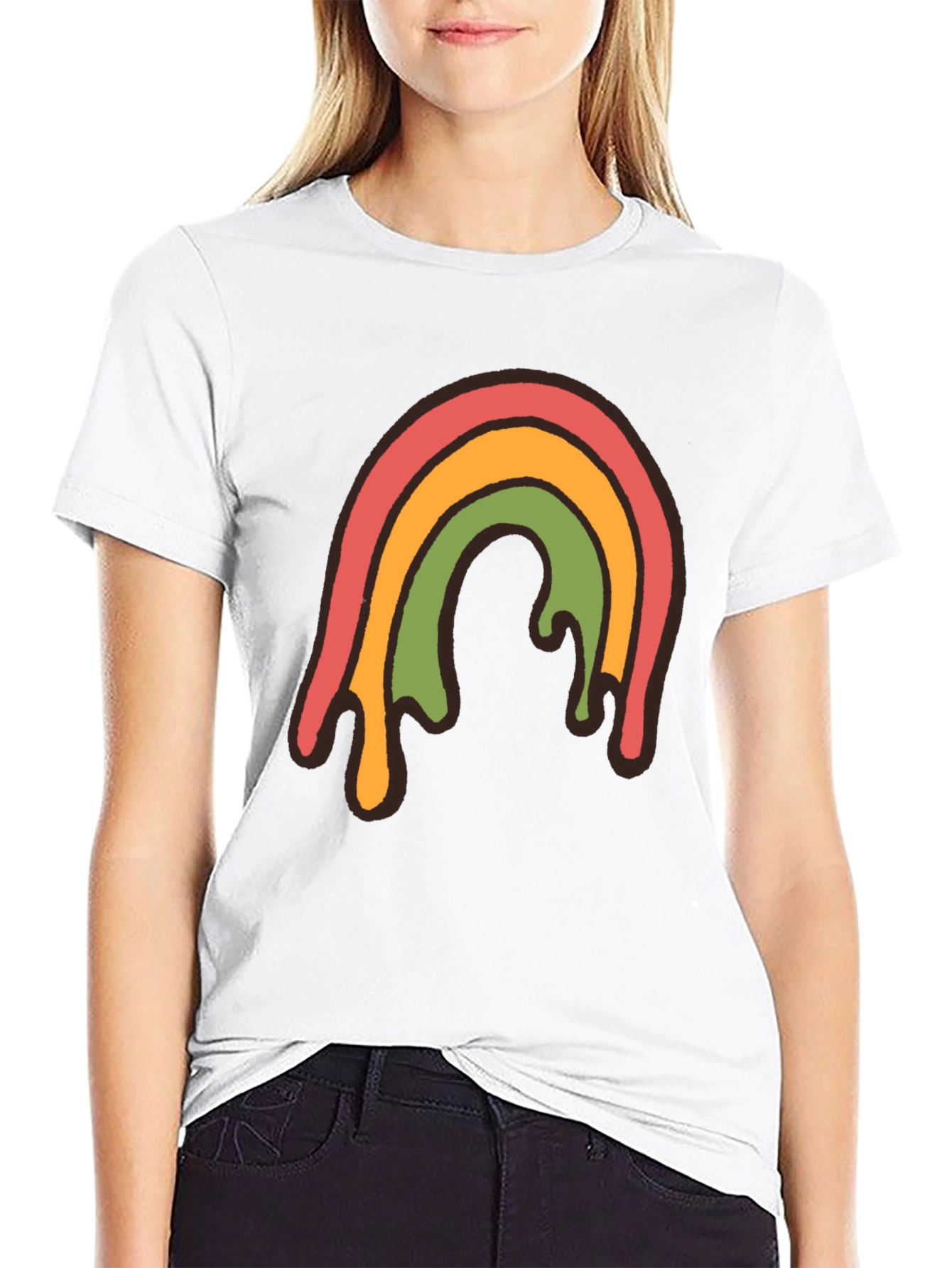 Retro Rainbow Drip Graphic Tee - Unisex Black T-Shirt