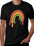 Retro Rainbow Drip Graphic Tee - Unisex Black T-Shirt