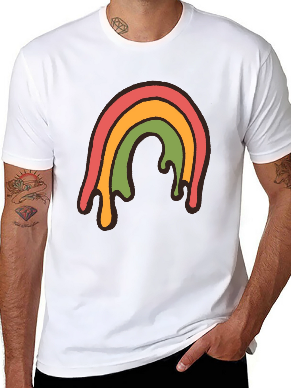 Retro Rainbow Drip Graphic Tee - Unisex Black T-Shirt
