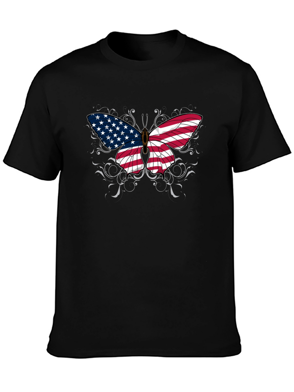 American Flag Butterfly Graphic T-Shirt