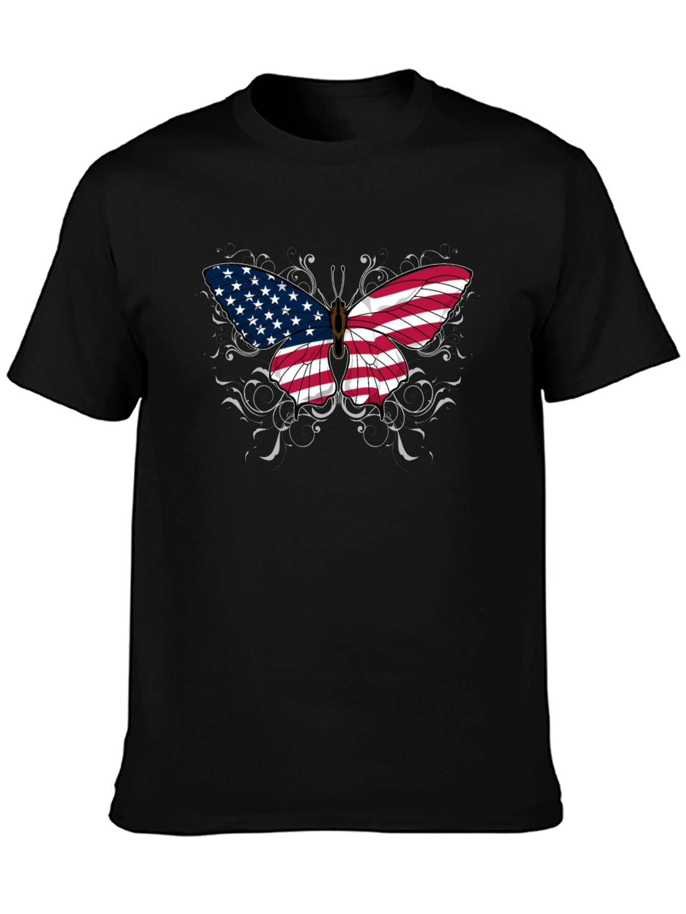 American Flag Butterfly Graphic T-Shirt