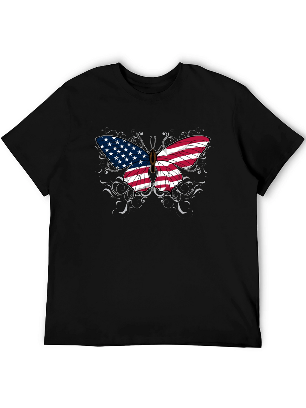 American Flag Butterfly Graphic T-Shirt