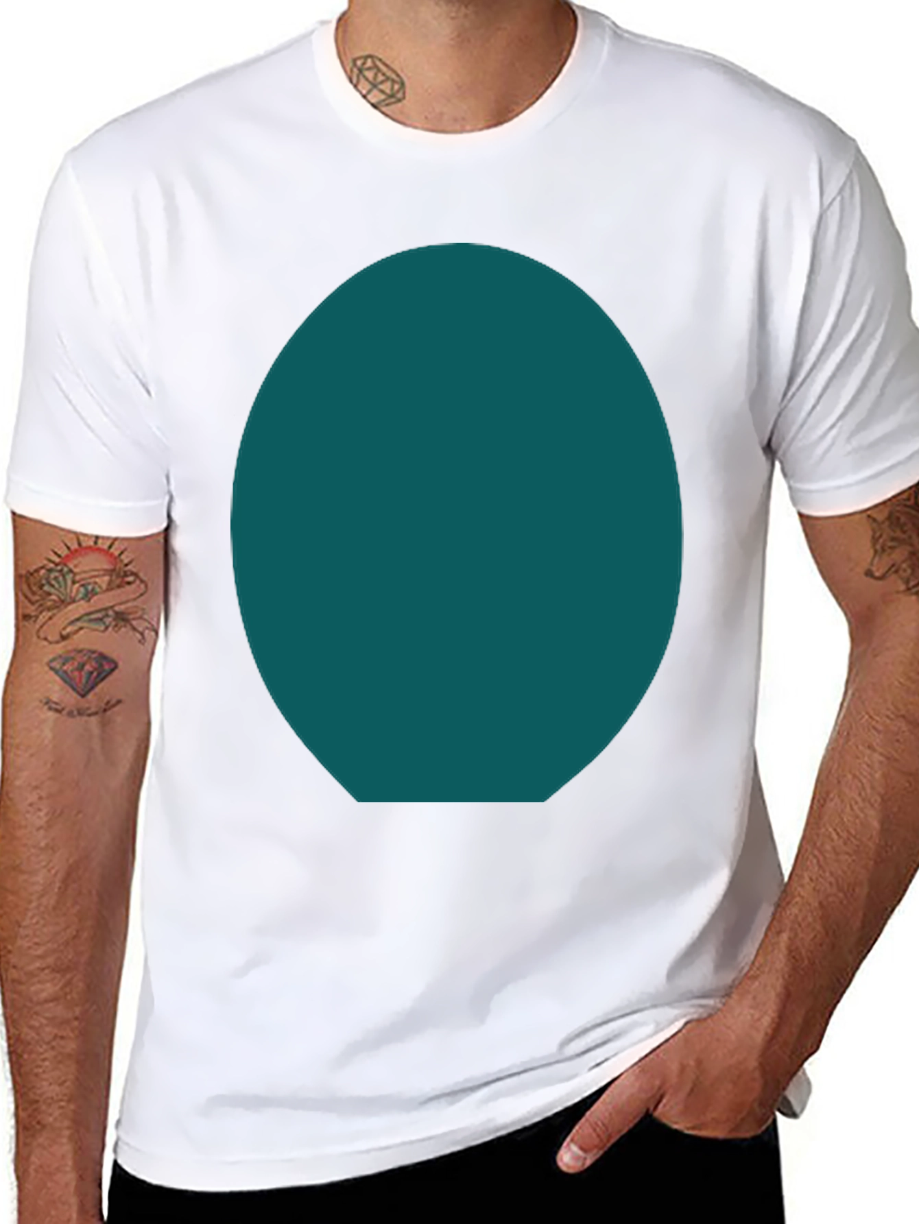 Mens Basic Black Tee with Customizable Oval Design
