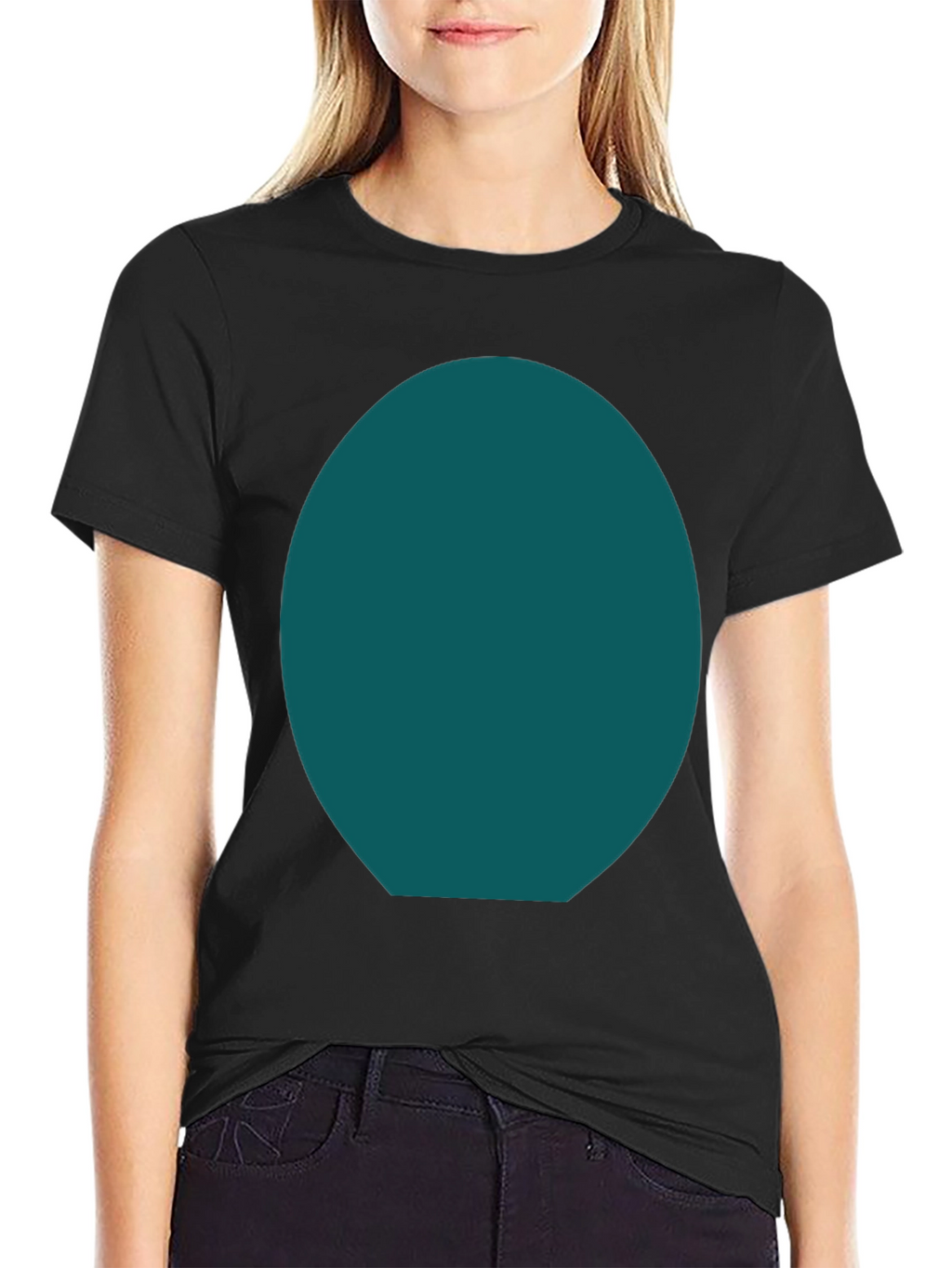 Mens Basic Black Tee with Customizable Oval Design