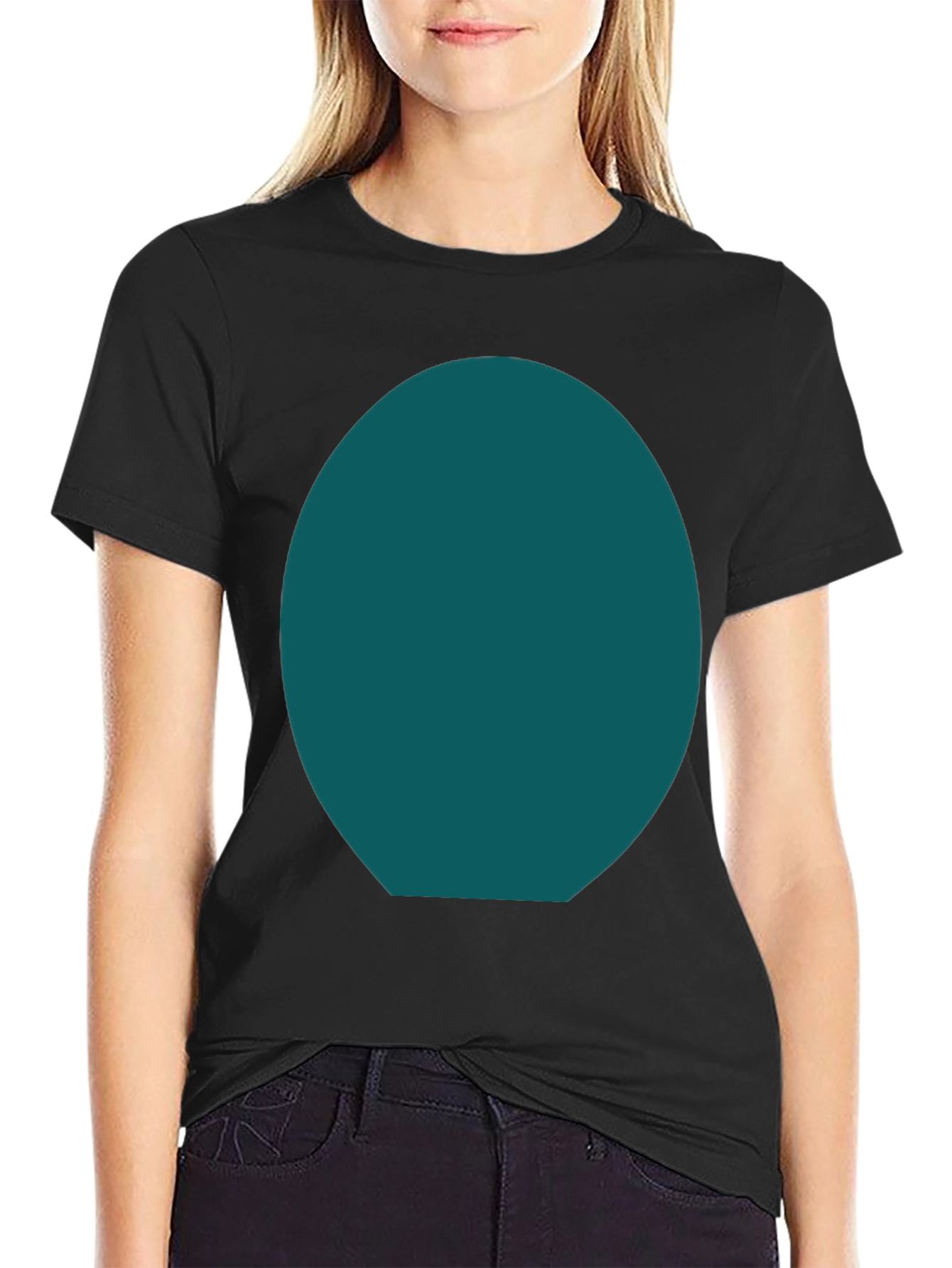 Mens Basic Black Tee with Customizable Oval Design