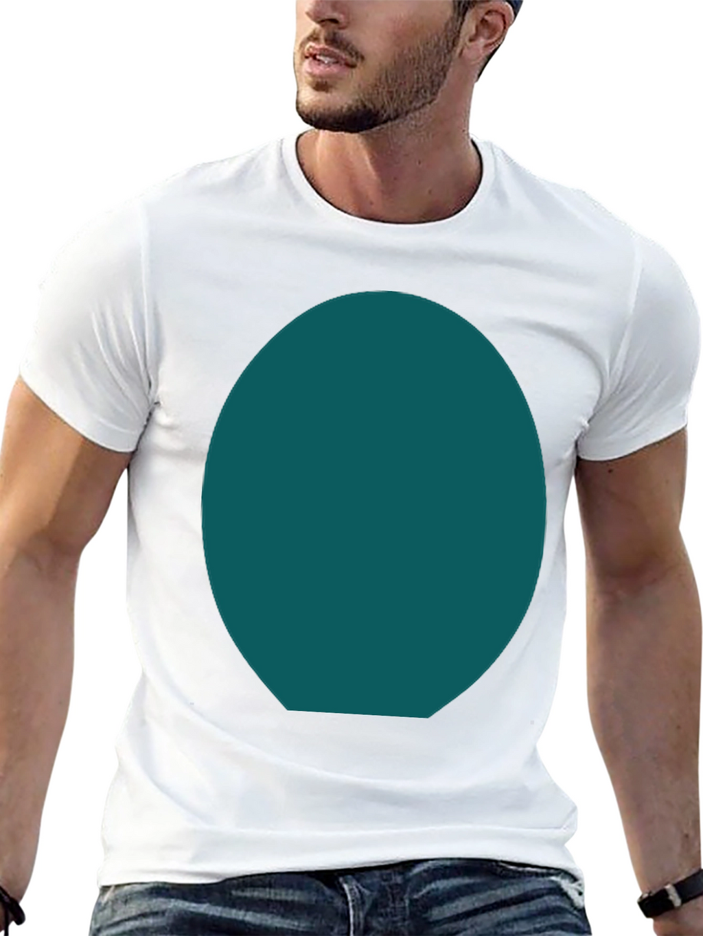 Mens Basic Black Tee with Customizable Oval Design