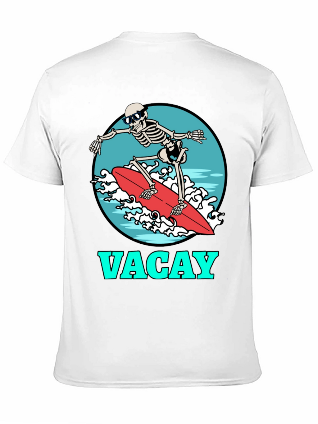 Vacay Skeleton Surfing T-Shirt - Black Graphic Tee
