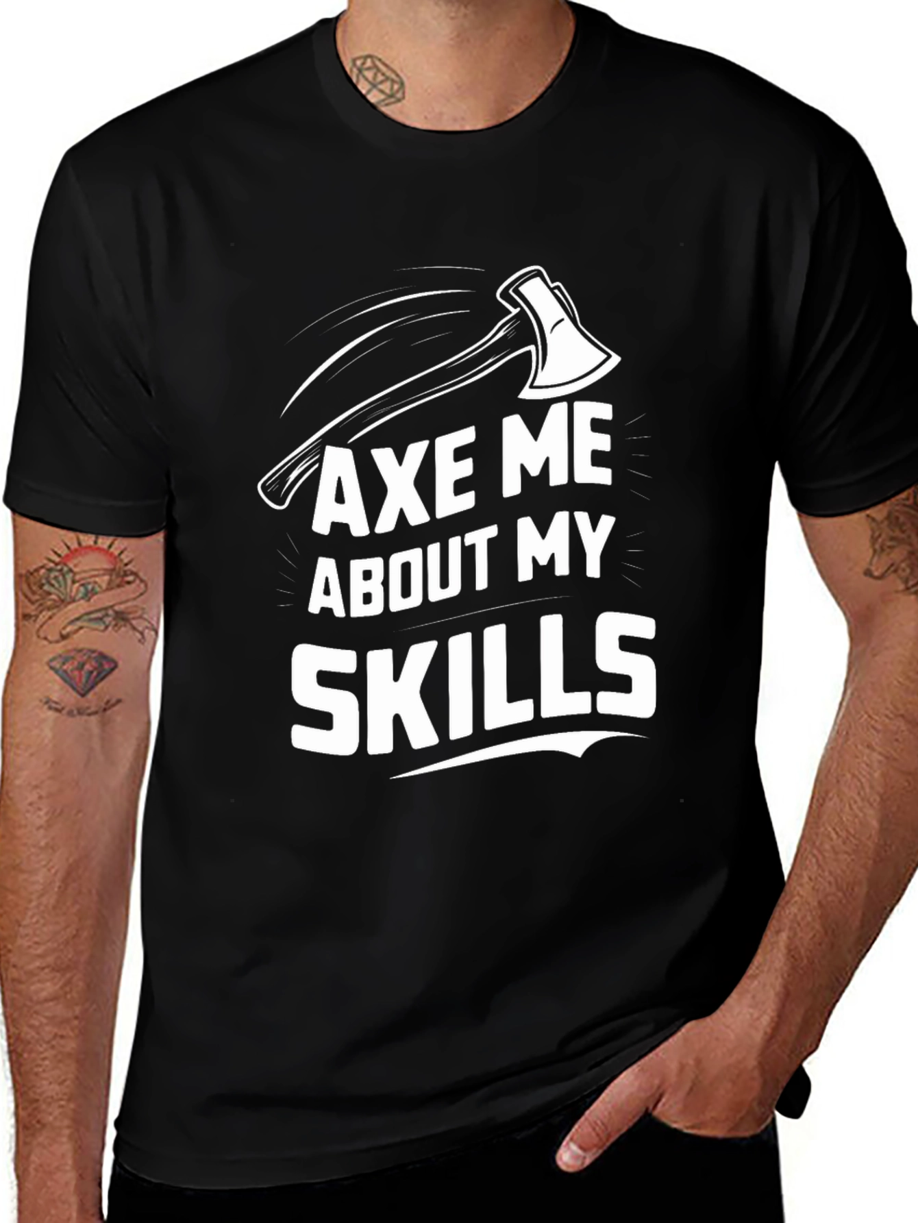 Axe Me About My Skills Graphic Tee - Black Cotton T-Shirt