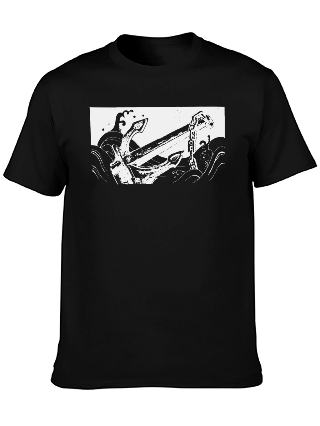 Black T-Shirt with Anchor Graphic Print