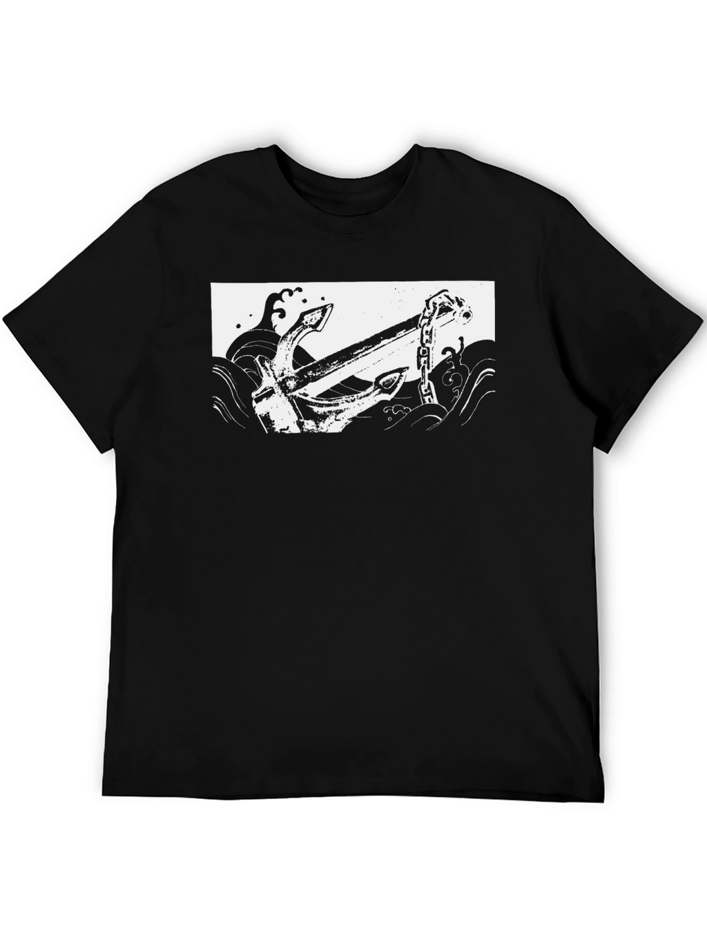Black T-Shirt with Anchor Graphic Print