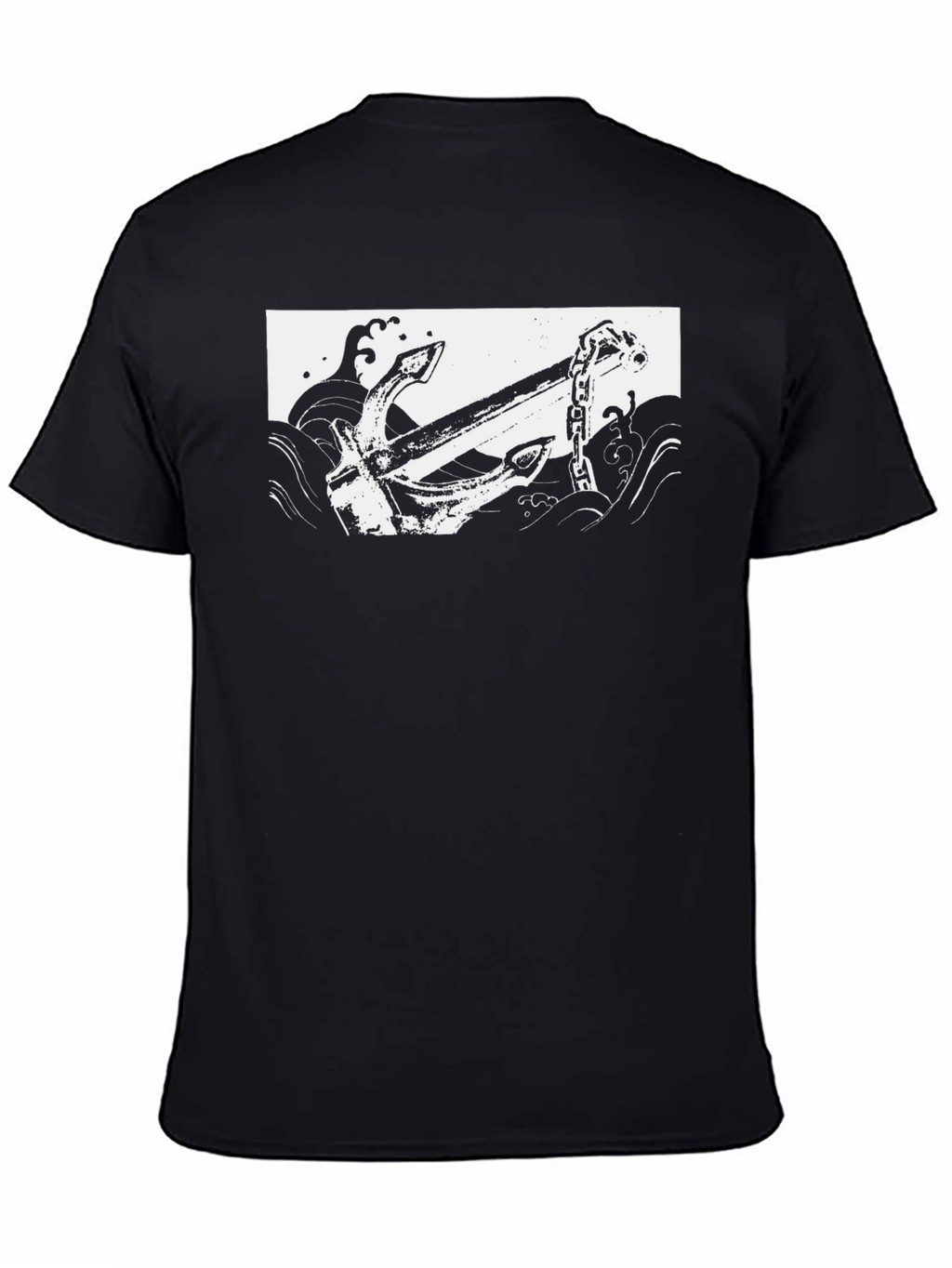 Black T-Shirt with Anchor Graphic Print