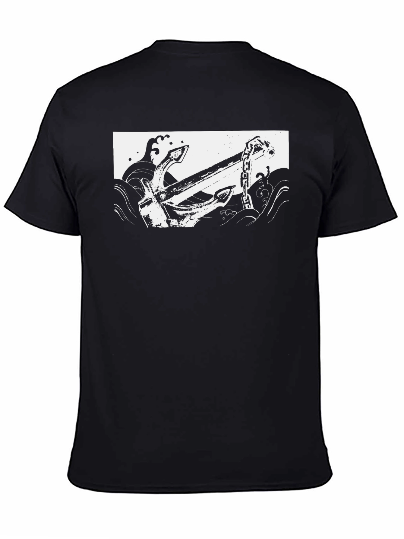 Black T-Shirt with Anchor Graphic Print
