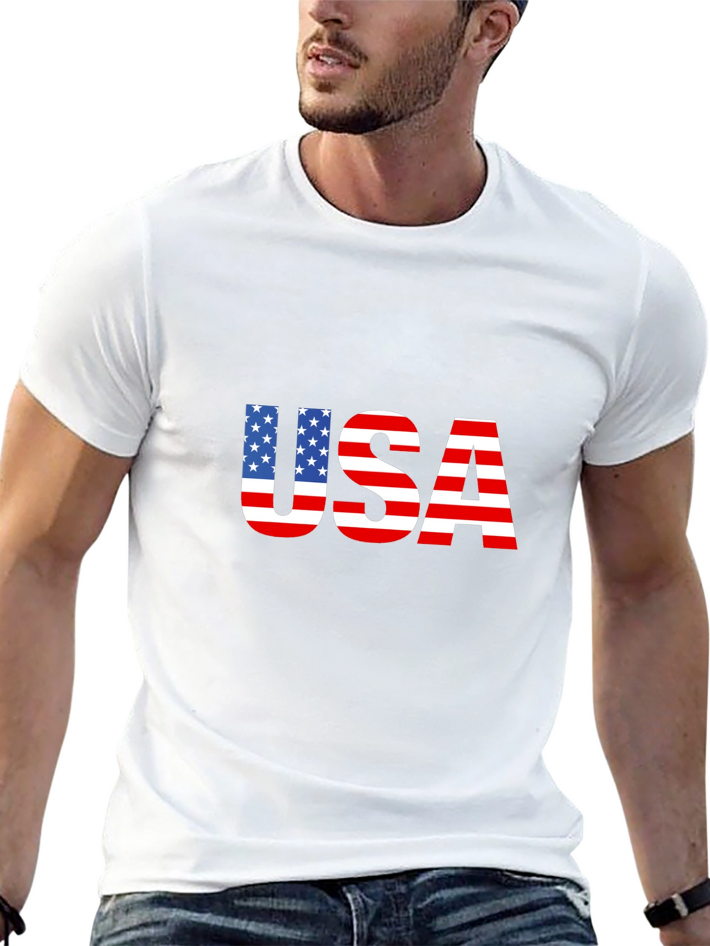 USA Flag Graphic Black T-Shirt Patriotic