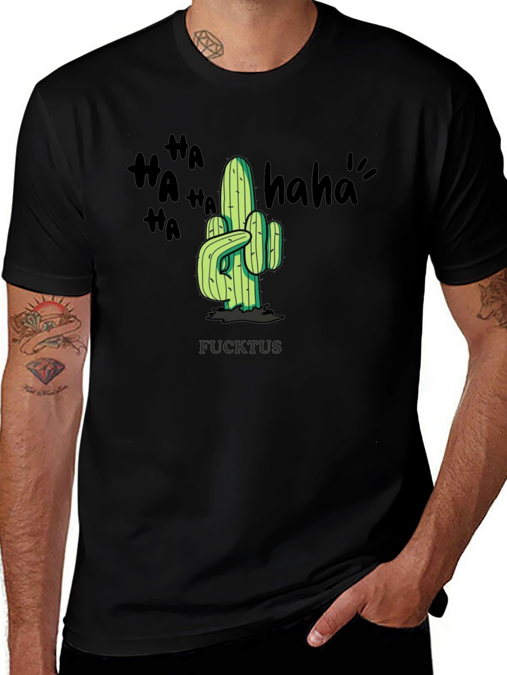 Humorous FUCKTUS Cactus Graphic T-Shirt