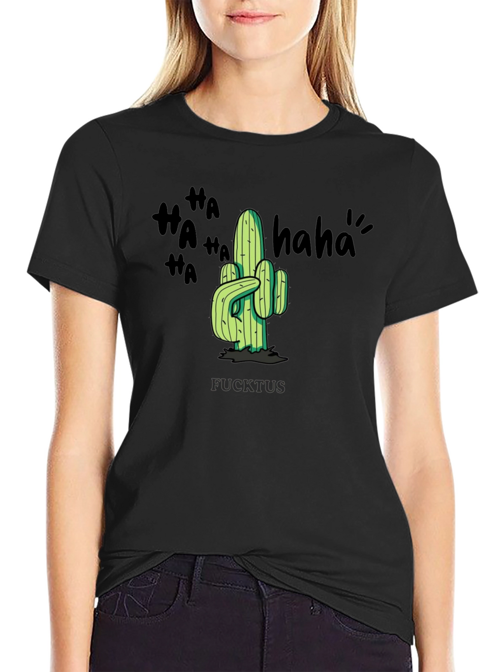 Humorous FUCKTUS Cactus Graphic T-Shirt