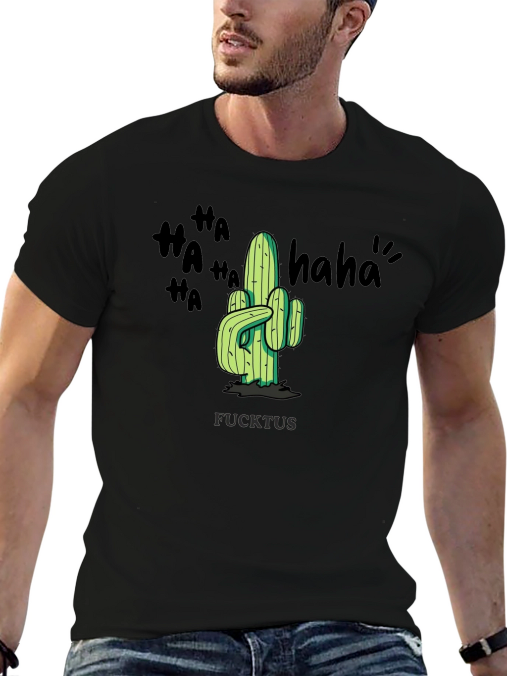 Humorous FUCKTUS Cactus Graphic T-Shirt