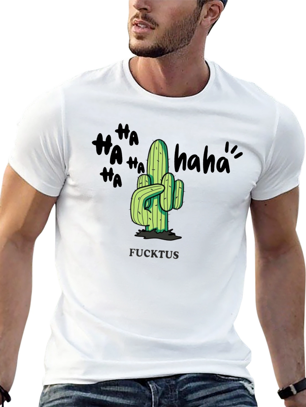 Humorous FUCKTUS Cactus Graphic T-Shirt
