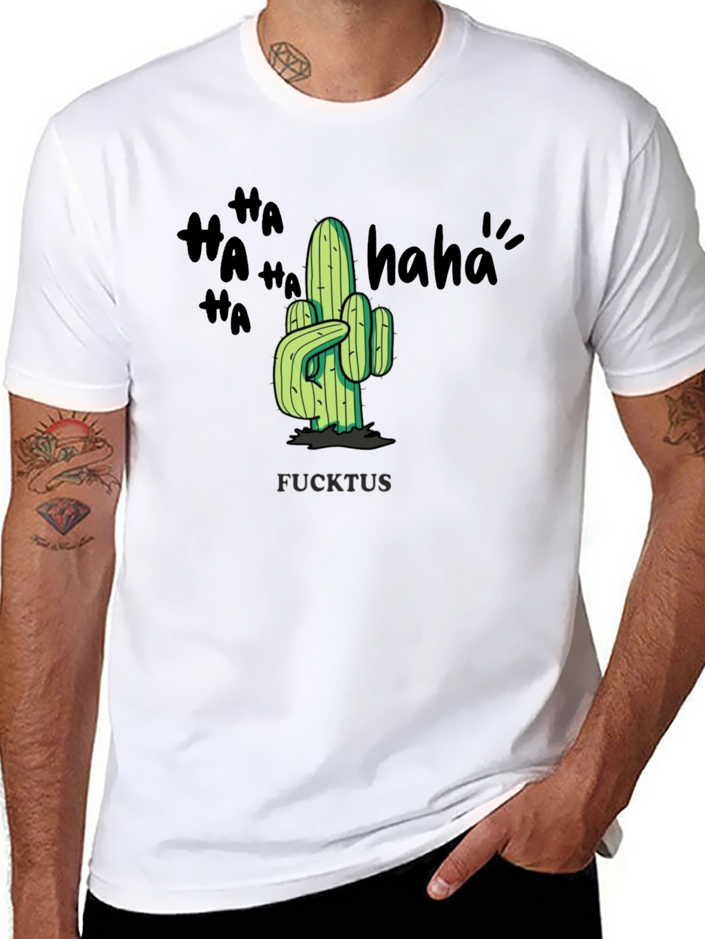 Humorous FUCKTUS Cactus Graphic T-Shirt