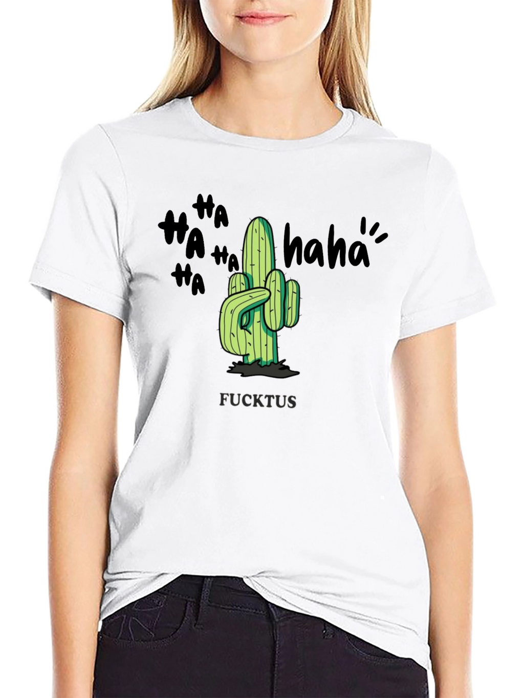 Humorous FUCKTUS Cactus Graphic T-Shirt