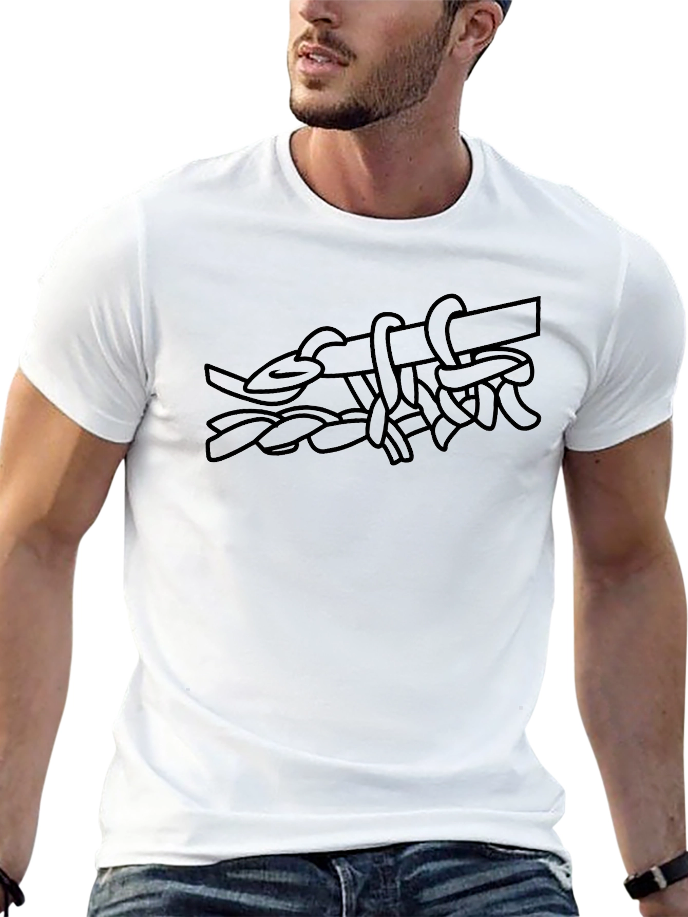 Black T-Shirt with Staff of Asclepius Graphic