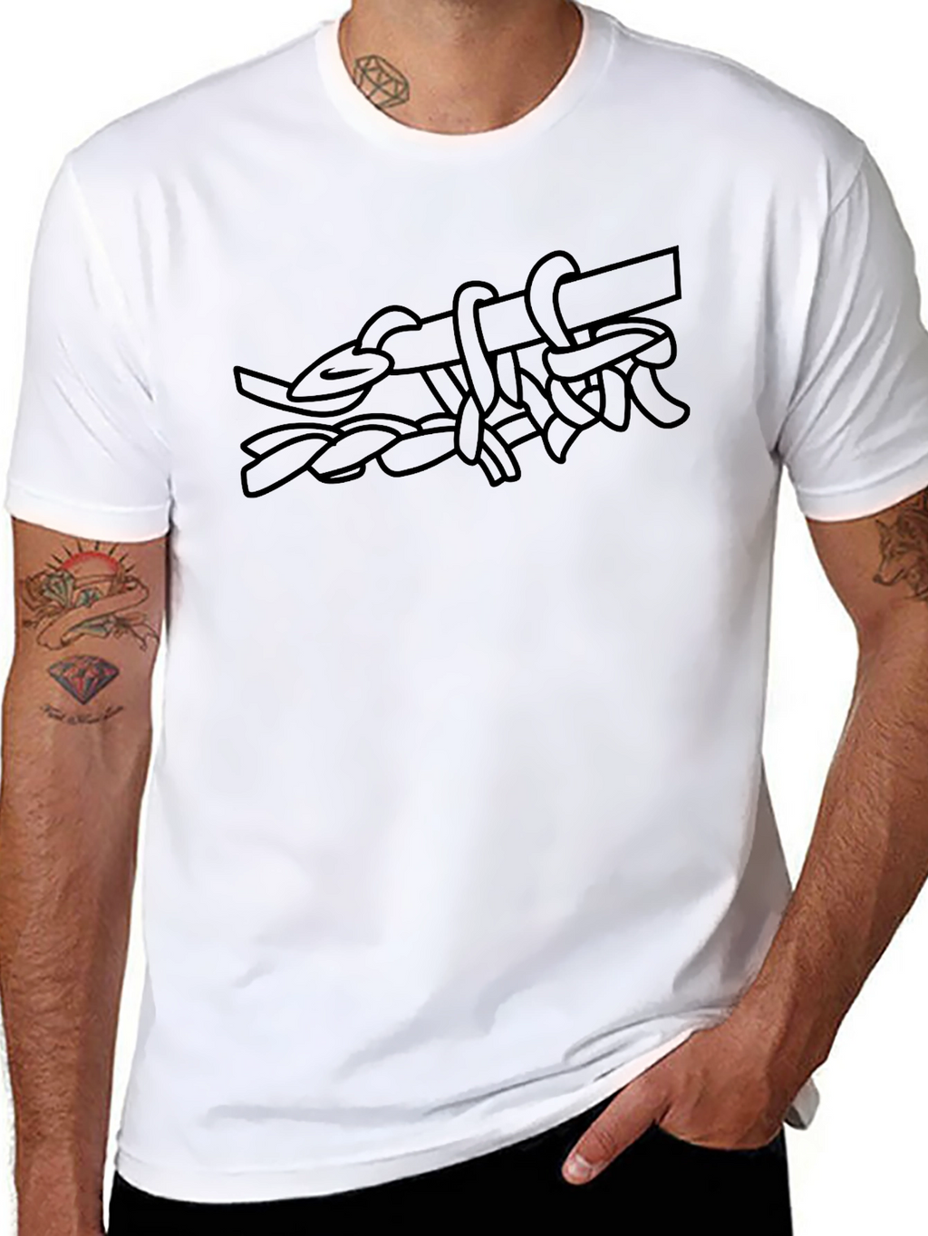 Black T-Shirt with Staff of Asclepius Graphic