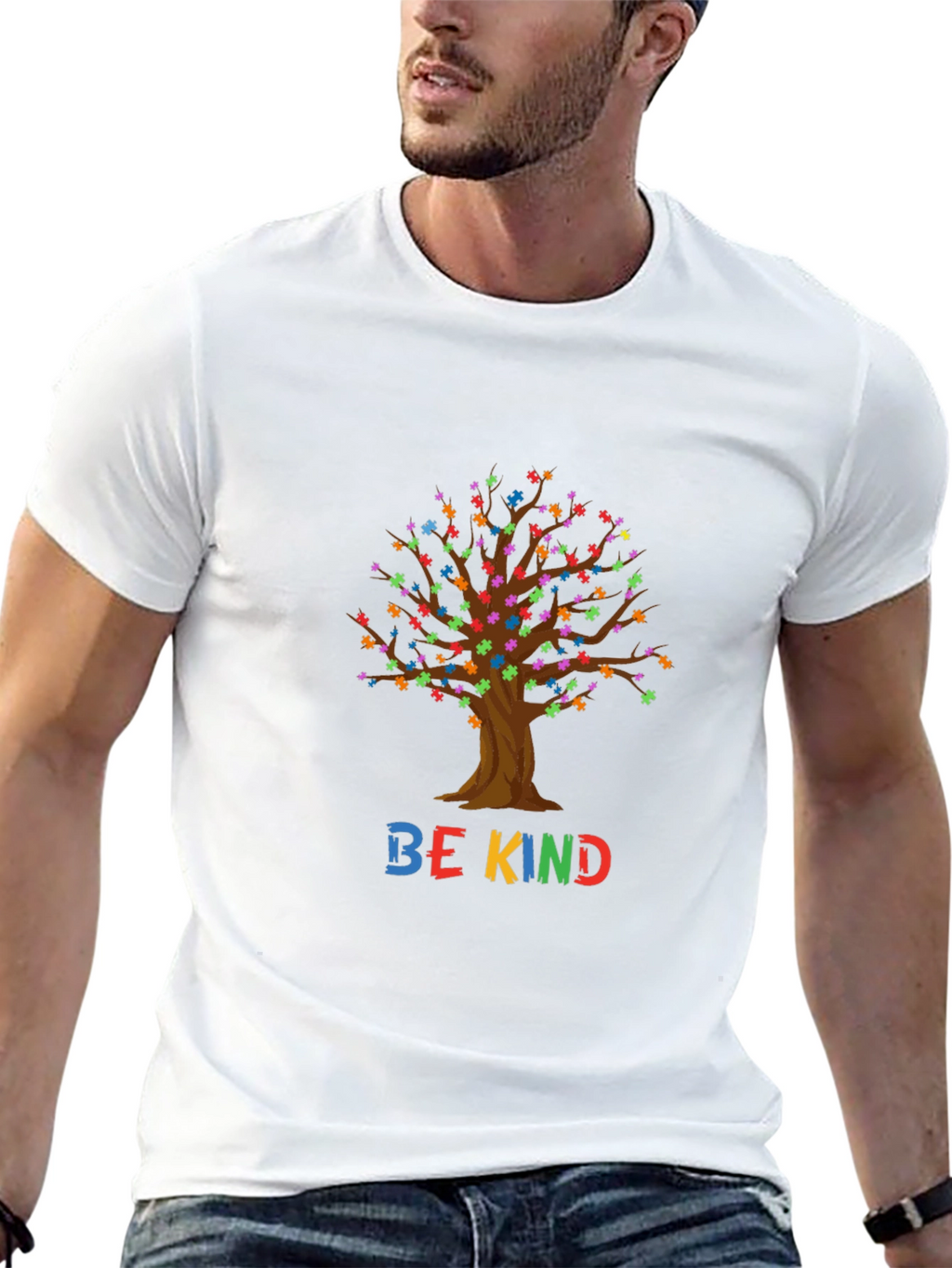 Be Kind Tree Puzzle Piece Graphic T-Shirt
