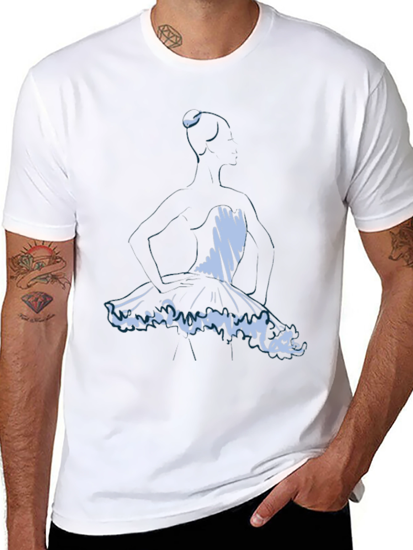 Ballerina Sketch Graphic Tee - Soft Black T-Shirt