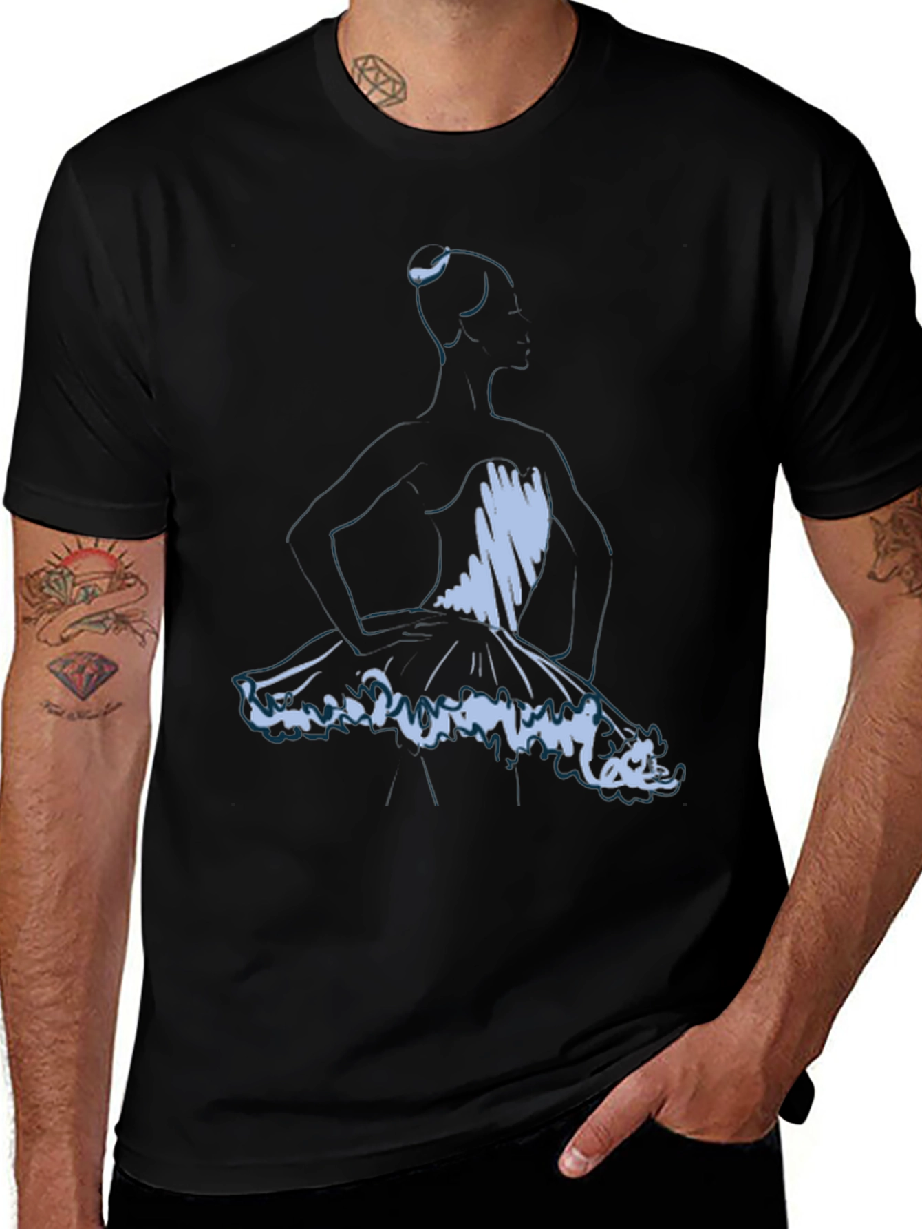 Ballerina Sketch Graphic Tee - Soft Black T-Shirt