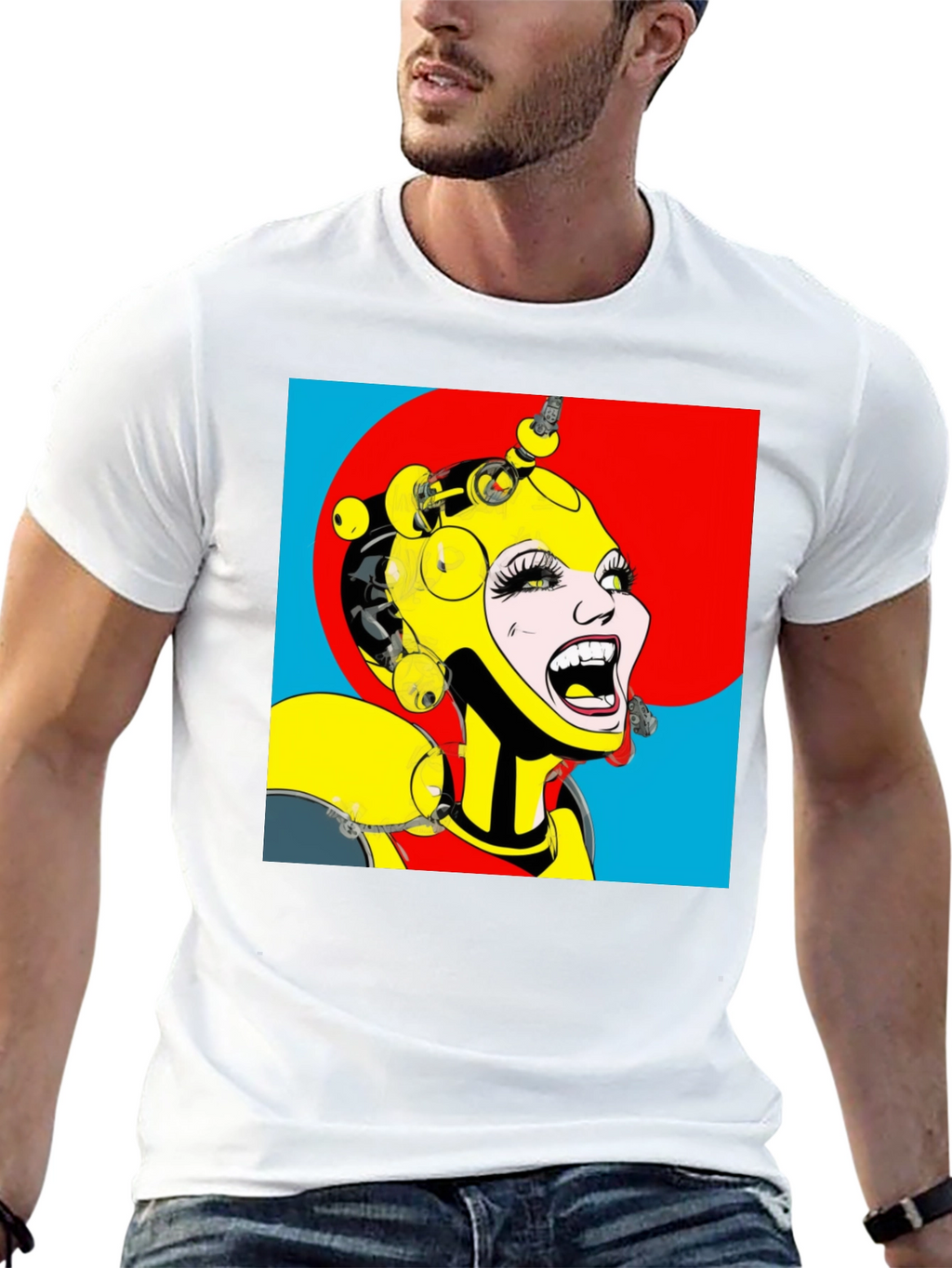 Pop Art Robot Woman Graphic T-Shirt