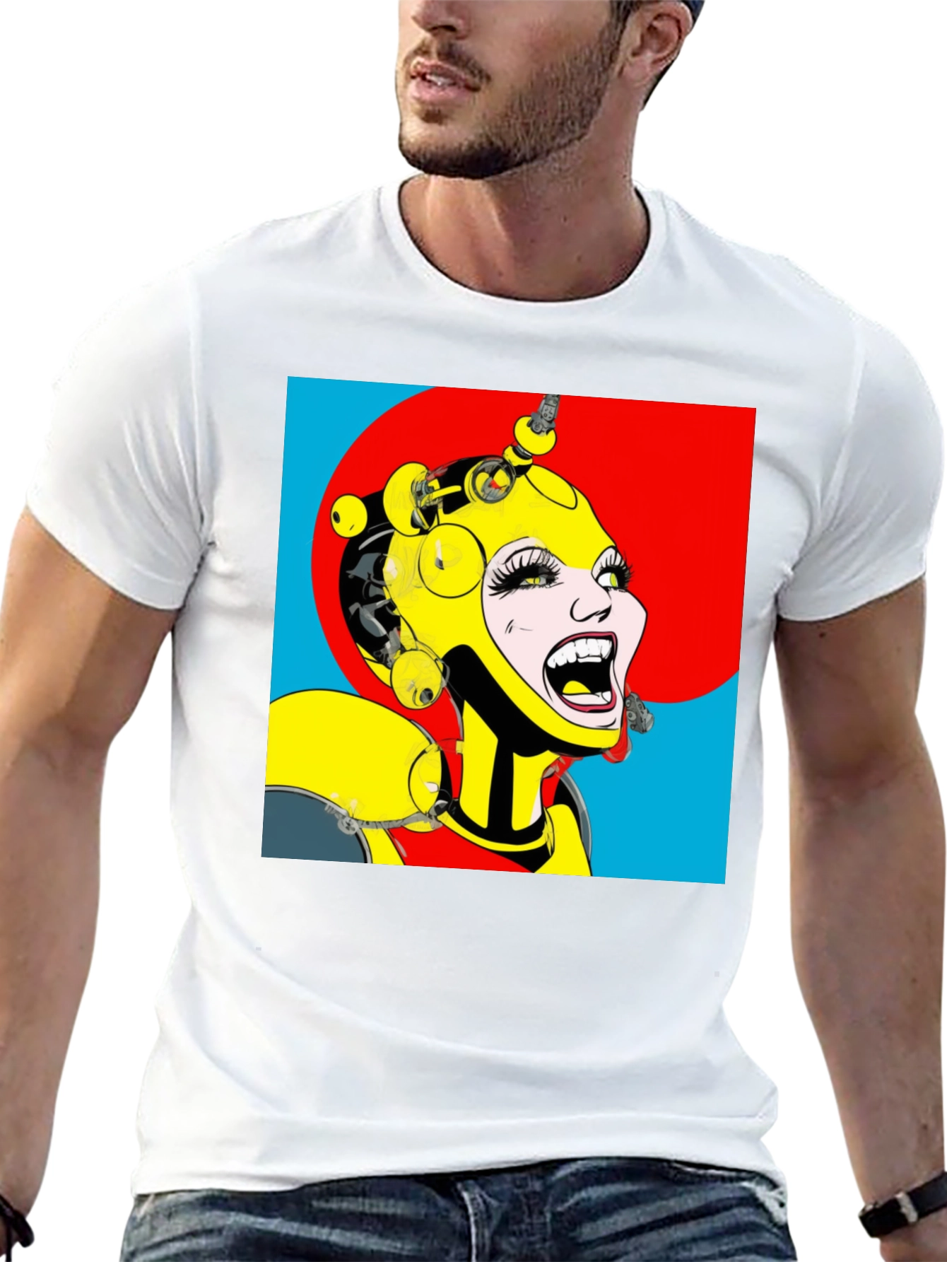 Pop Art Robot Woman Graphic T-Shirt