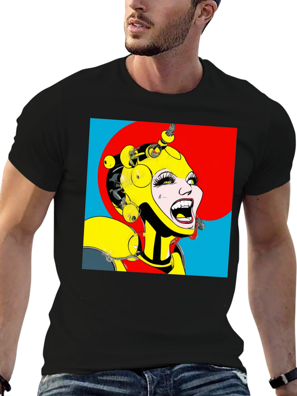 Pop Art Robot Woman Graphic T-Shirt