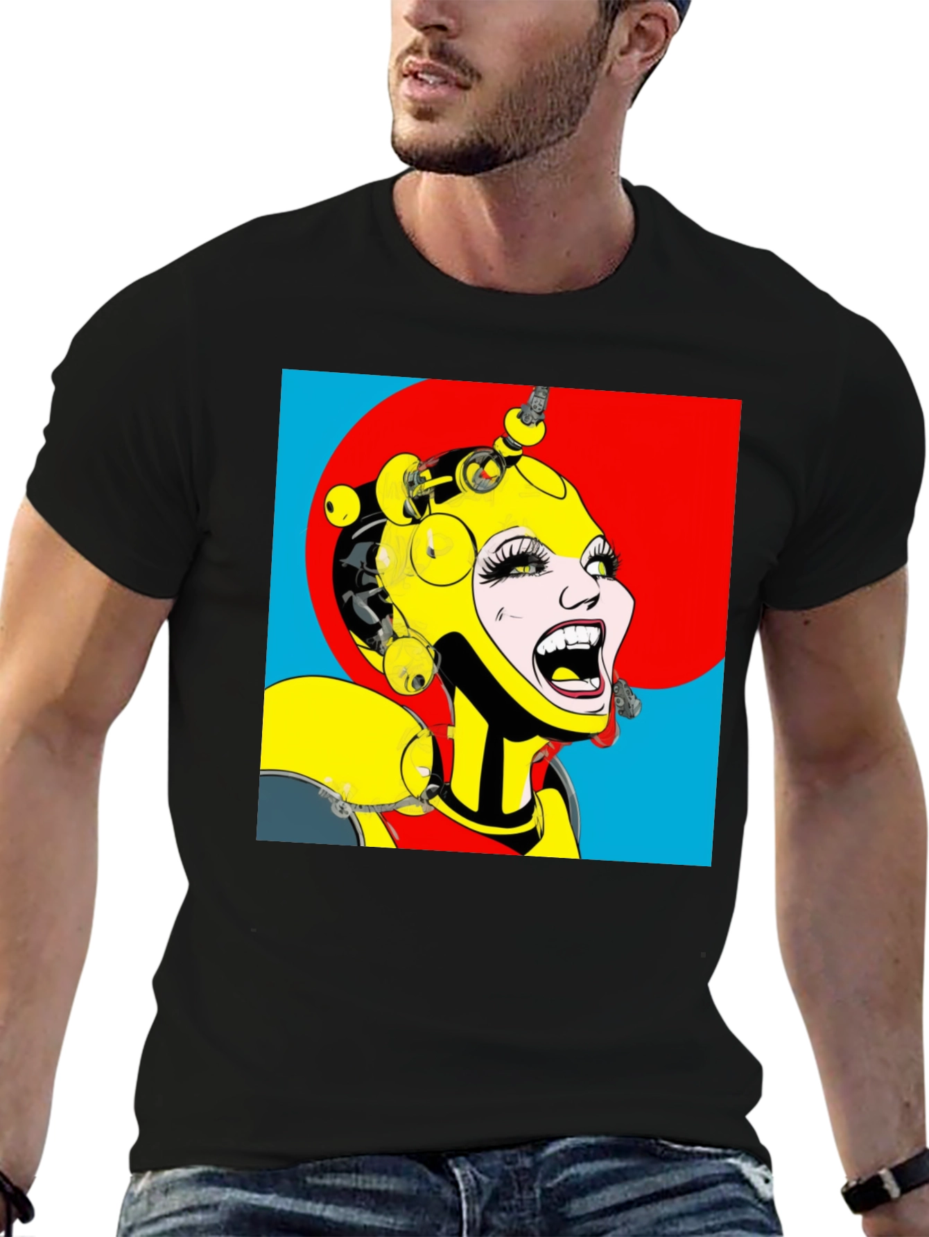 Pop Art Robot Woman Graphic T-Shirt